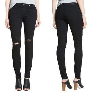 Paige Jeans Verdugo Ultra Skinny in Black Shadow Destructed Size 28